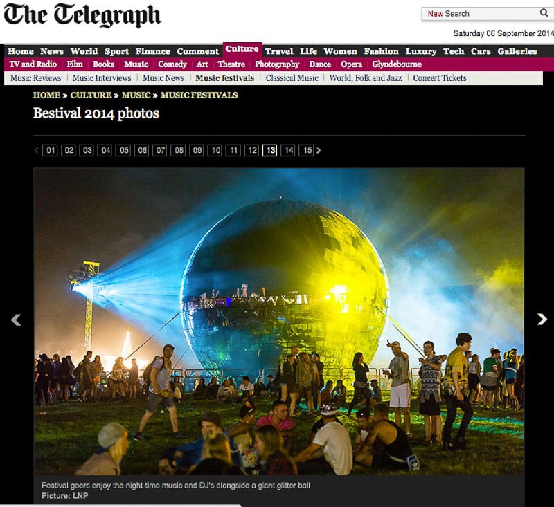 Bestival 2014 image usage - Telegraph online 5/9/14