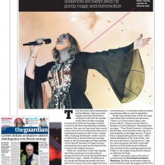 Image usage - The Guardian print newspaper 27 June 2016 - Adele performing live at Glastonbury Festival 2016
